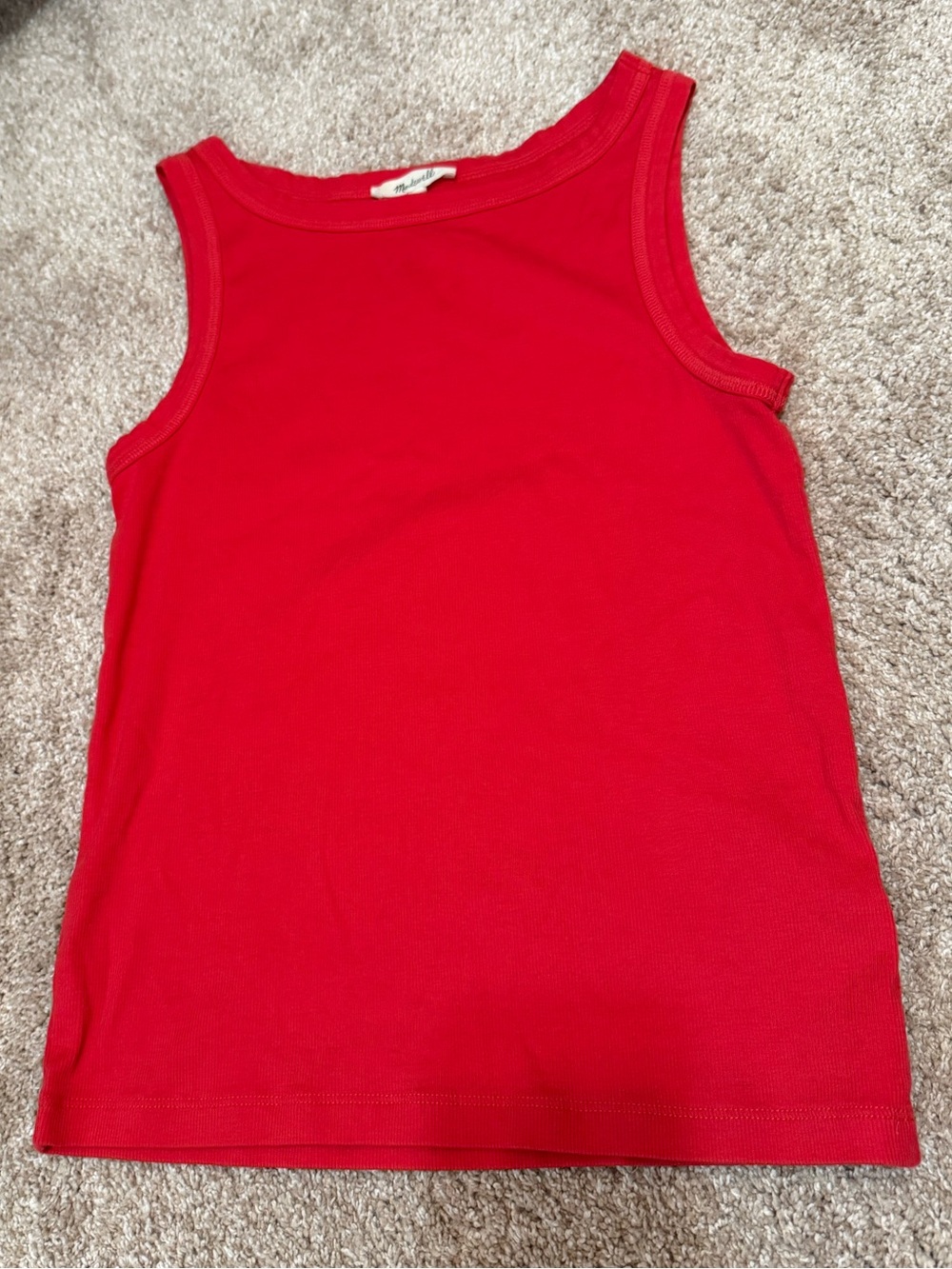 Madewell Women’s Red Tank Top - Classic Sleeveless Shirt